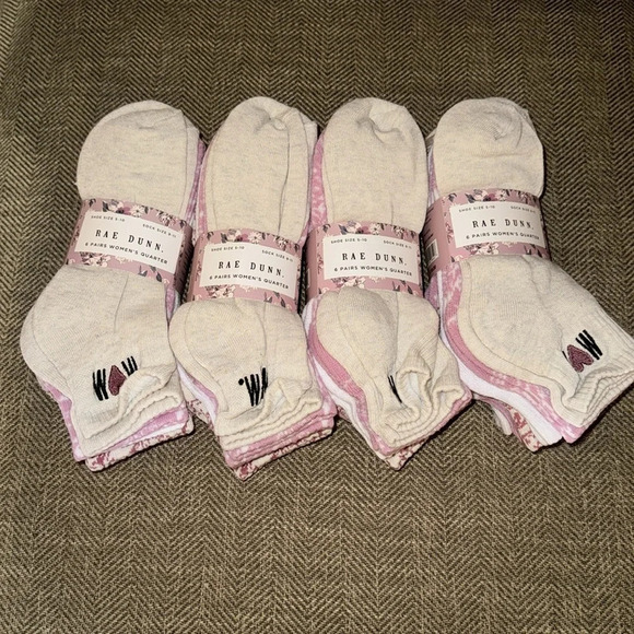 NWT Rae Dunn Women’s Quarter Socks 9-11 “MOM” 4 packs = 24 pair total - Picture 1 of 11